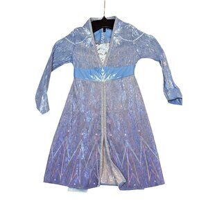 Disney Frozen II Elsa Dress Kids Costume Shimmering Blue Purple Sparkle Overlay